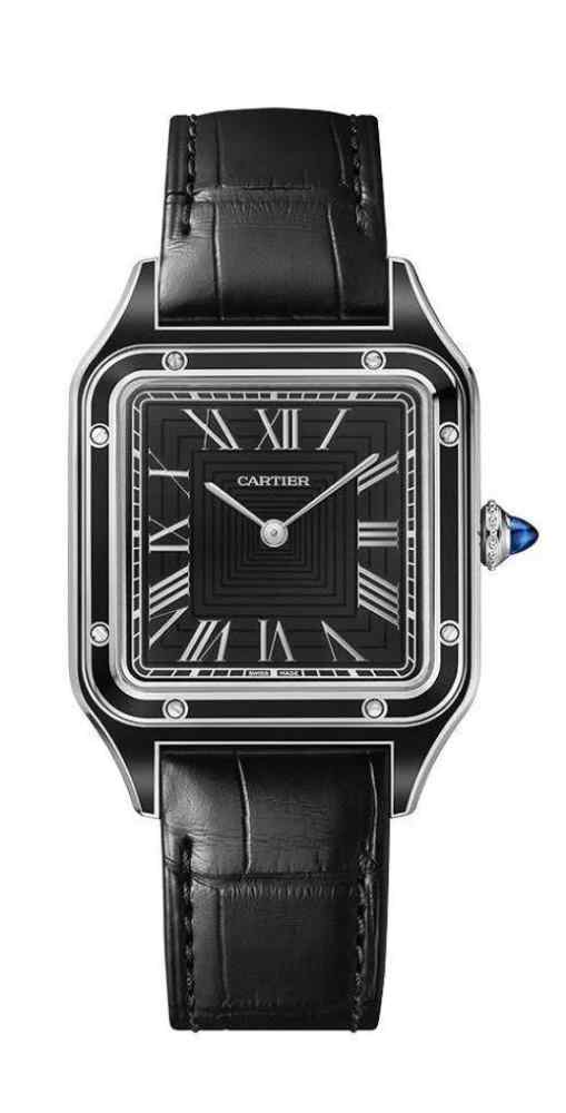 Cartier Santos-Dumont "Black Lacquer" Large Model Watch WSSA0046