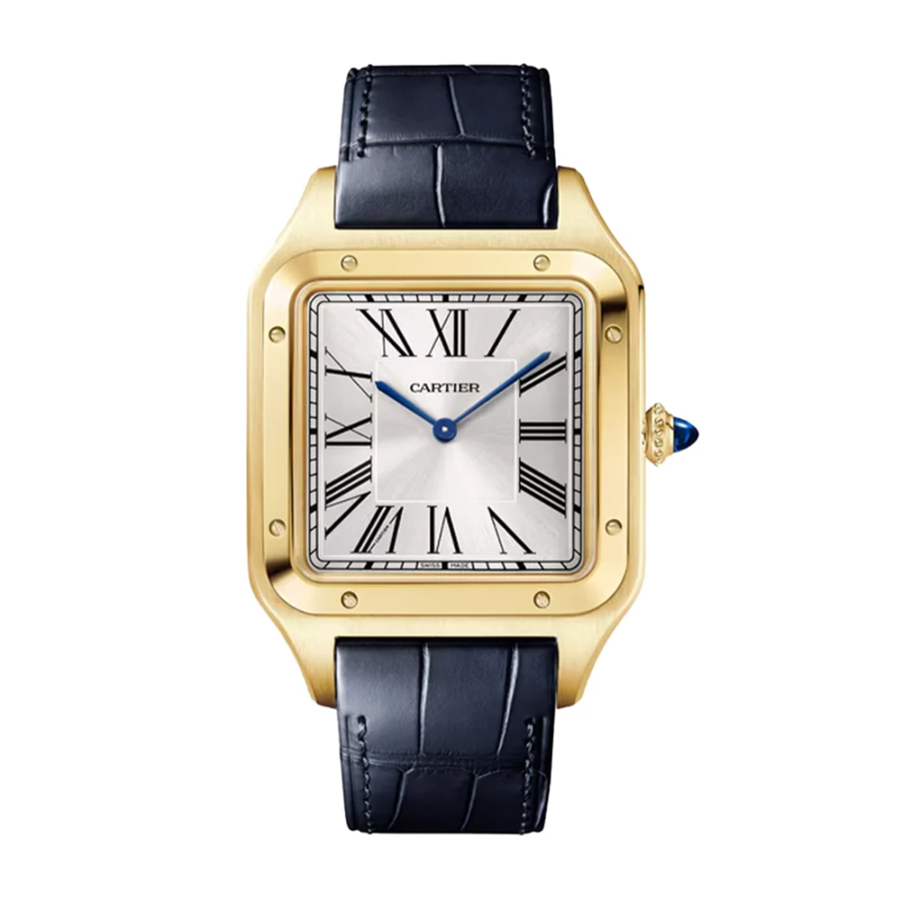 Cartier Santos-Dumont 18K Yellow Gold Silver Dial Model Watch WGSA0021