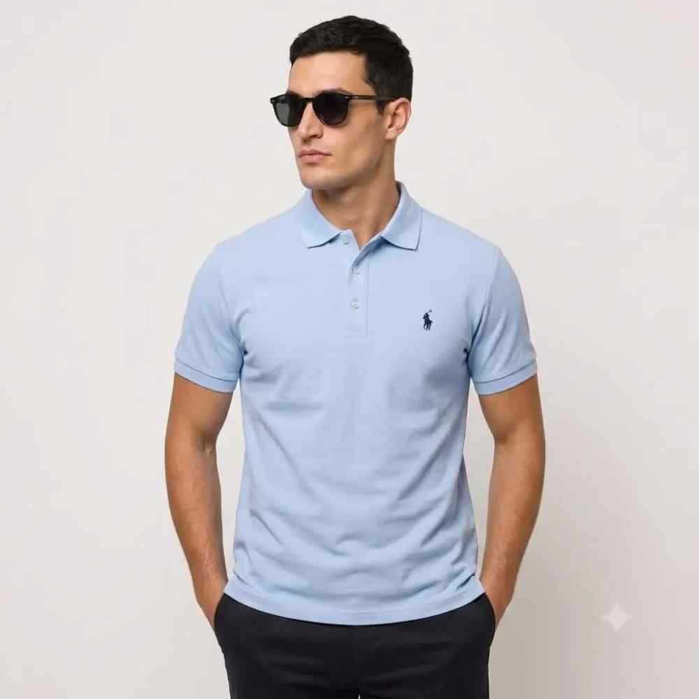 Ralph Lauren Sky Blue Premium Collar T-shirt
