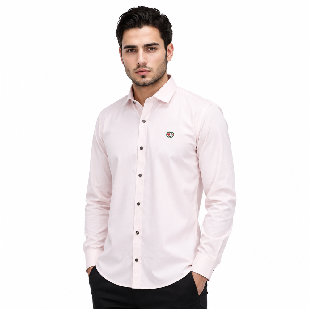 Gucci Embroidered logo Pink Premium Luxury Shirt