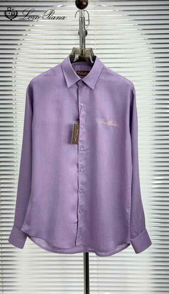 Loro Piana Embroidered Purple Premium Cotton Shirt
