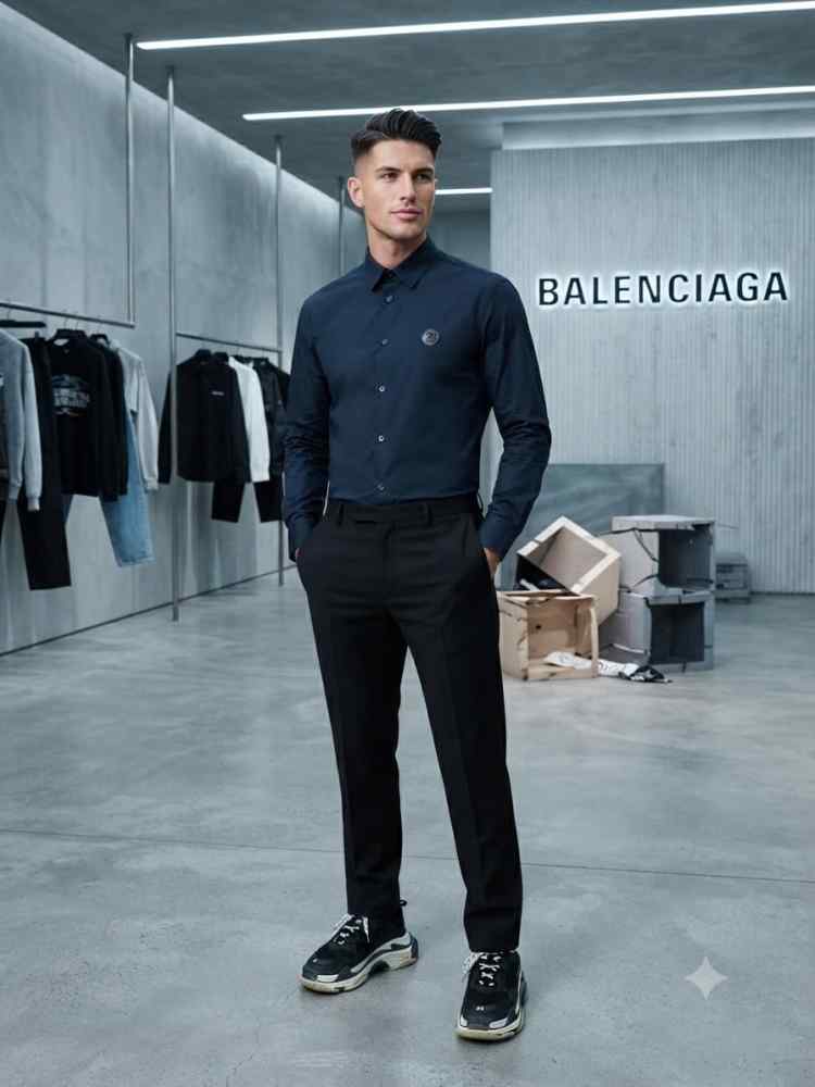 Balenciaga Blue Premium Quality Designer Shirt