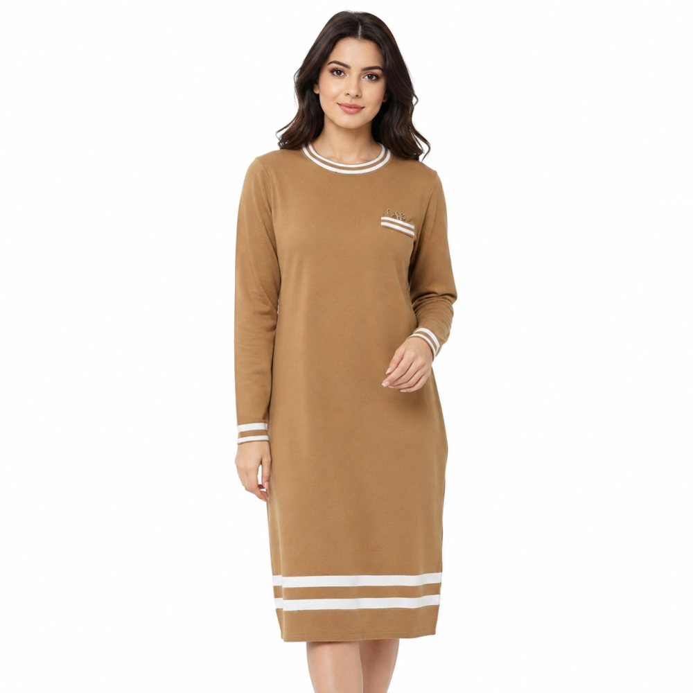 Gucci Embossed Brown Premium Cotton Dress