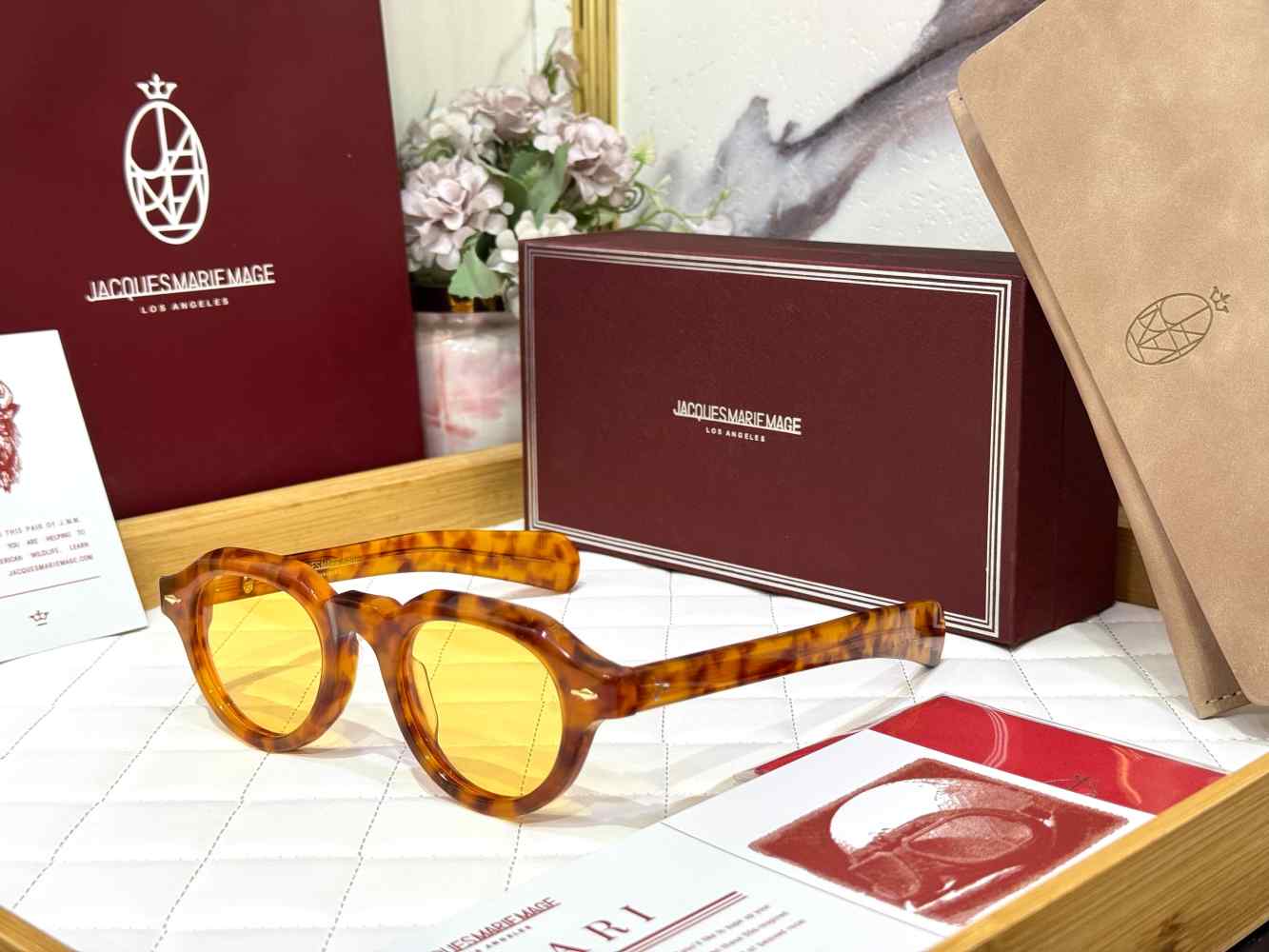 Jacques Marie Mage Brown Luxury Sunglasses