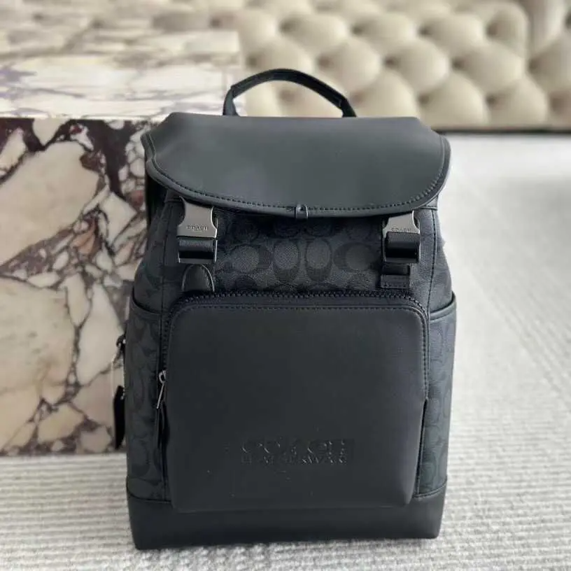 Coach Signature Canvas Black Track Backpack