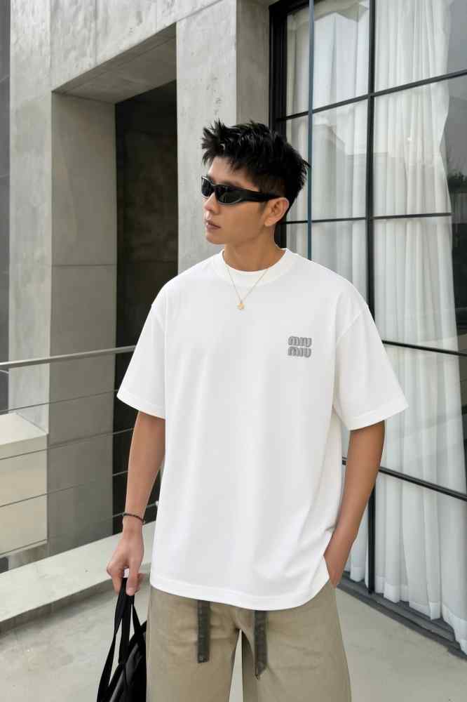 Miu Miu White Premium Collar T-shirt
