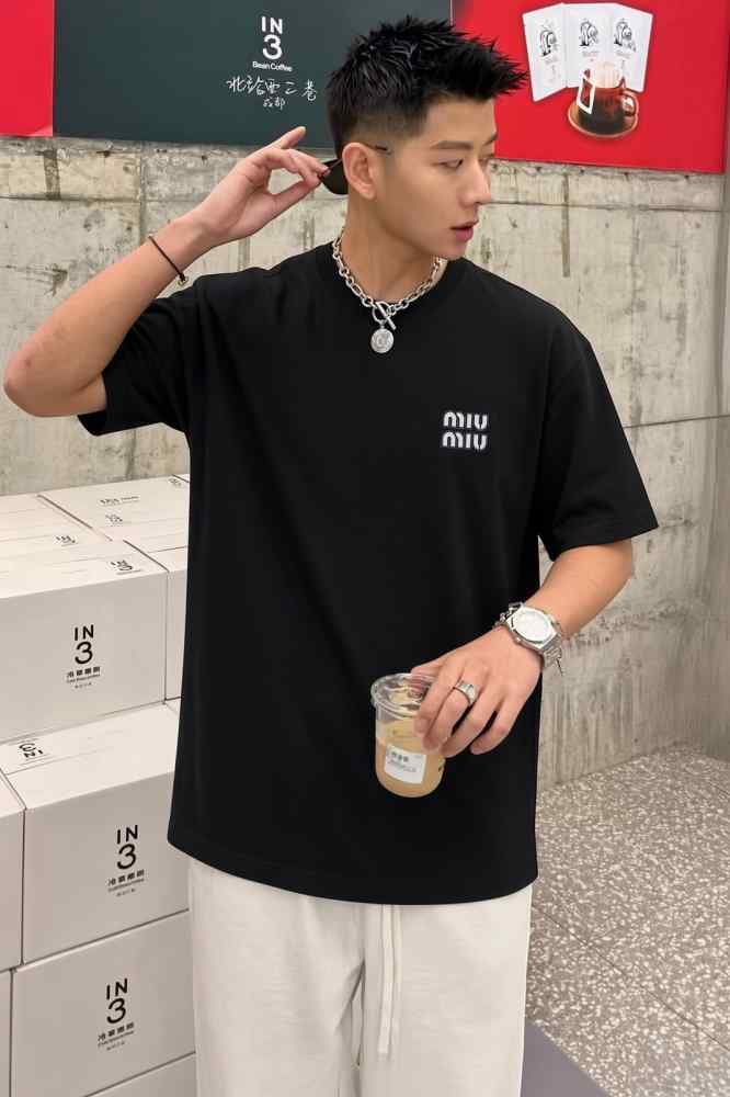 Miu Miu Black Premium Collar T-shirt