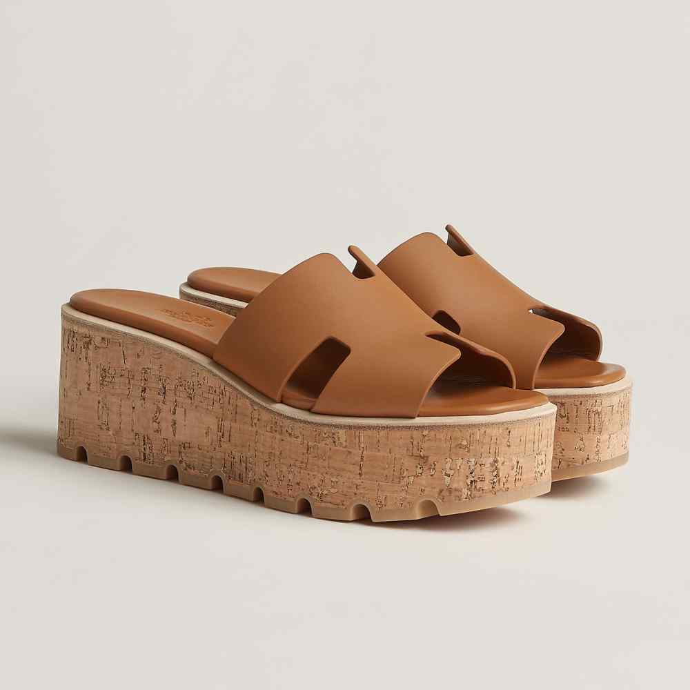 Hermes Oasis Brown Ezy 30 Heel Sandal