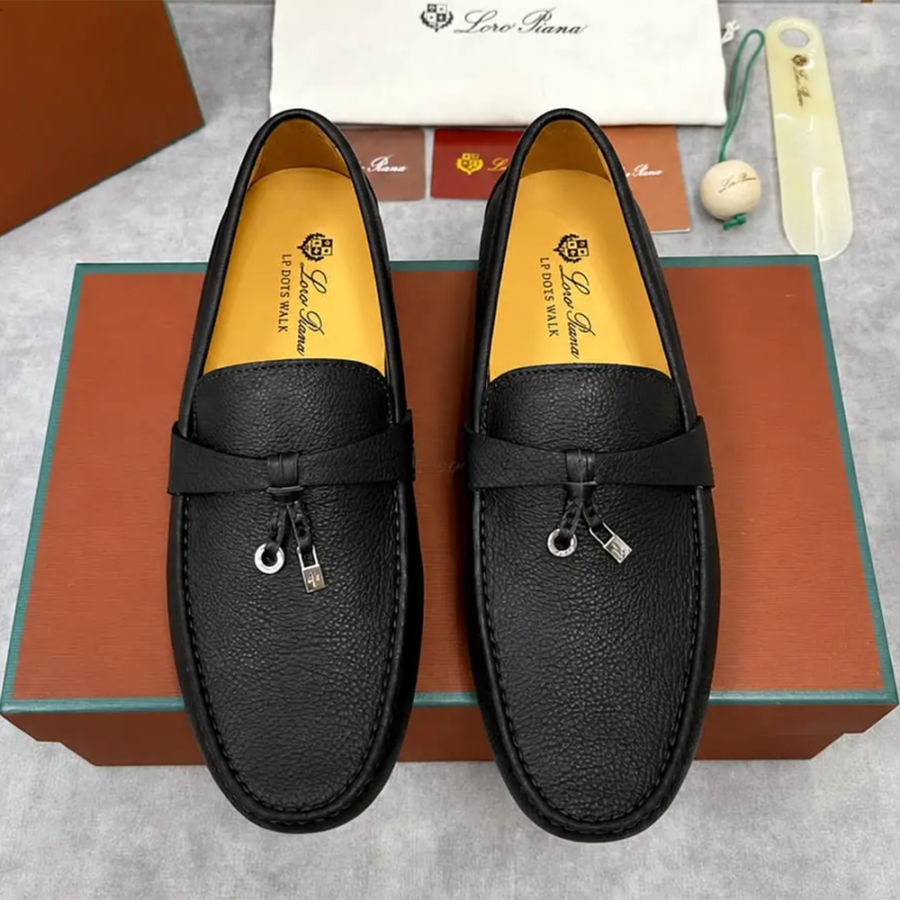 Loro Piana LP Dots Black Walk Loafers