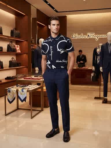 Salvatore Ferragamo Blue Premium Luxury T-shirt
