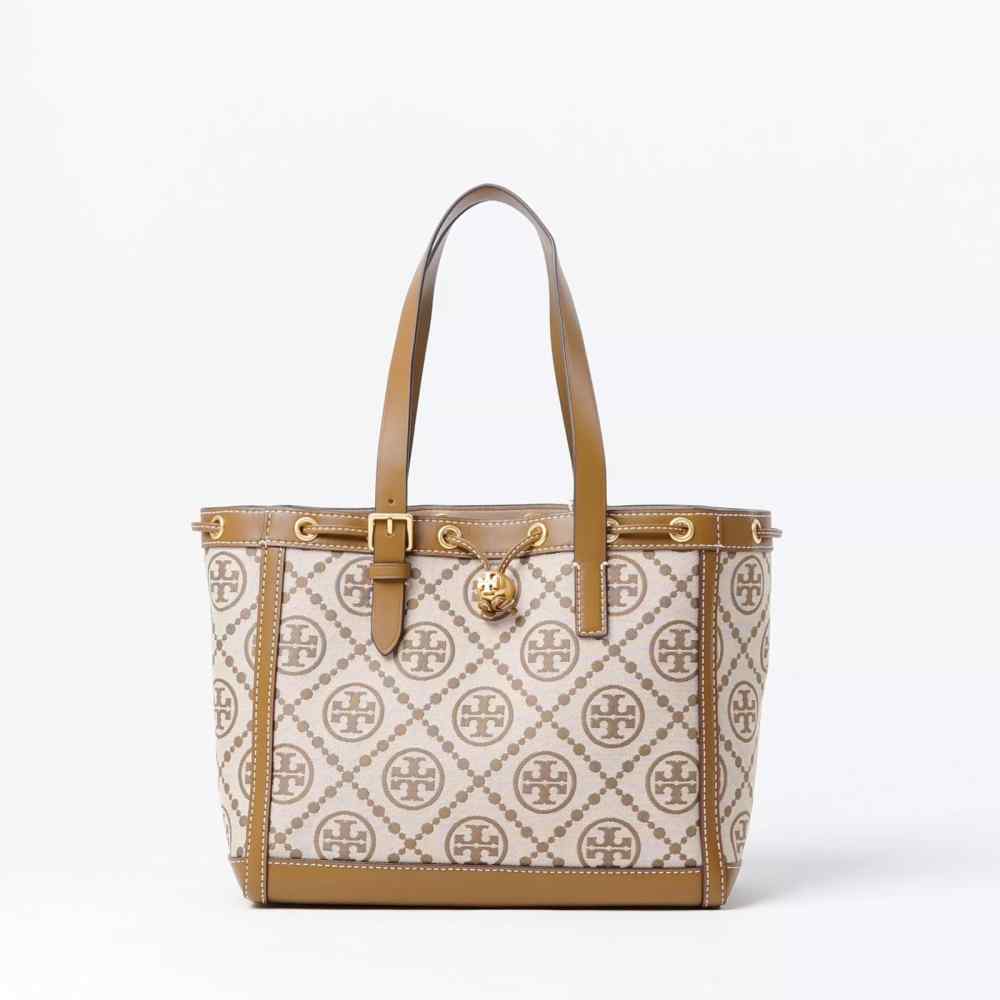 Tory Burch Perry Brown Small Embossed Tote Bag