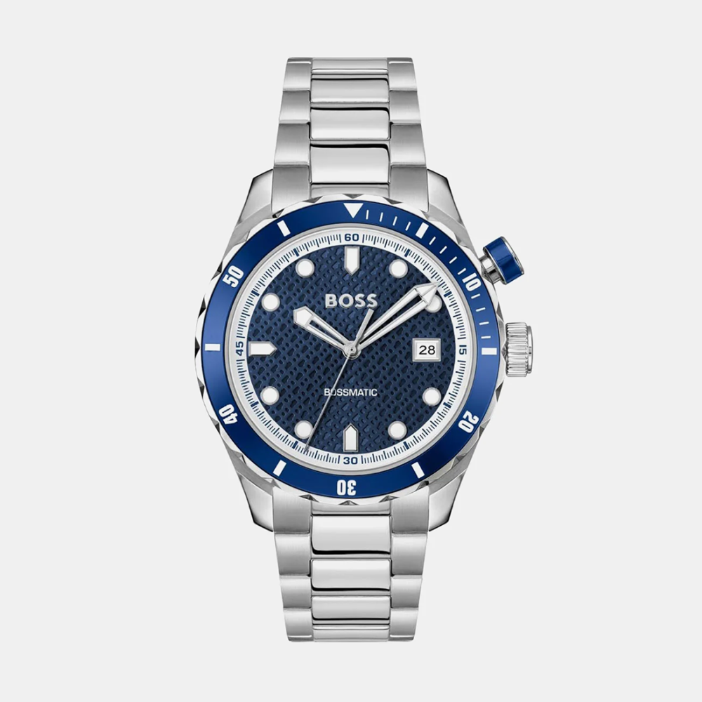 Boss Bossmatic Men Automatic Blue Dial Analog Stainless Steel Watch 1514177