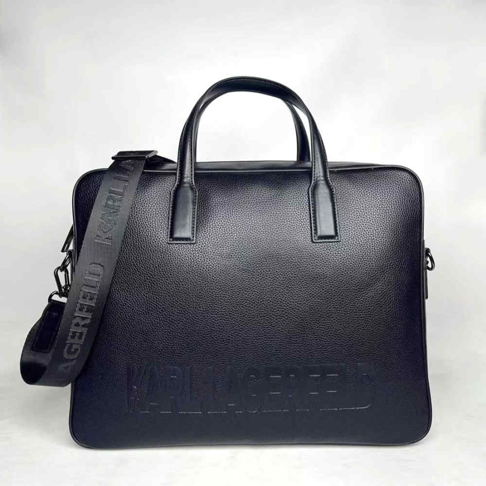 Karl Lagerfeld Essential Leather Black Laptop Bag