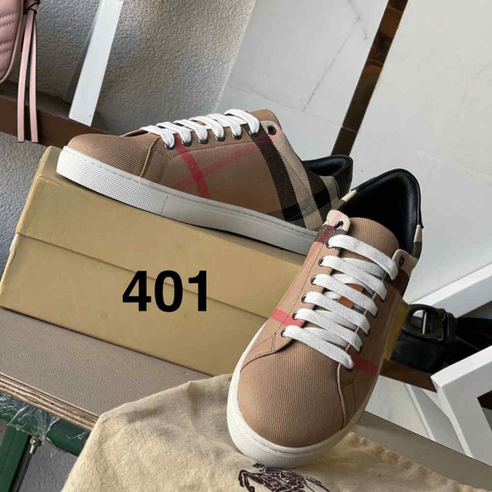 Burberry Brown Albert Check Low-Top Sneakers