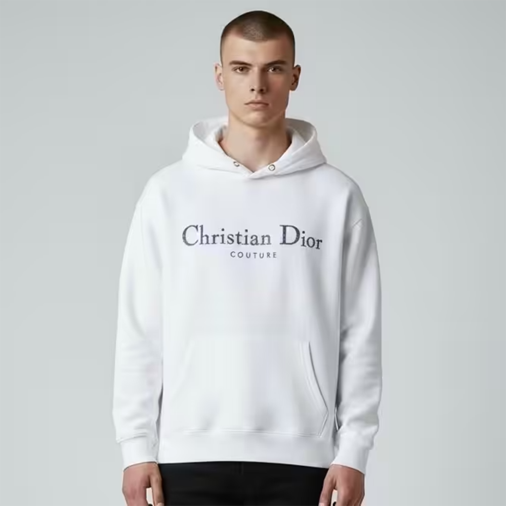 Christian Dior White Embroidery Logo Premium Quality Hoodie