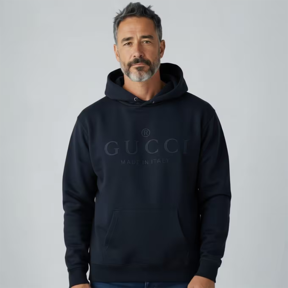 Gucci Black Embroidery Logo Premium Quality Hoodie