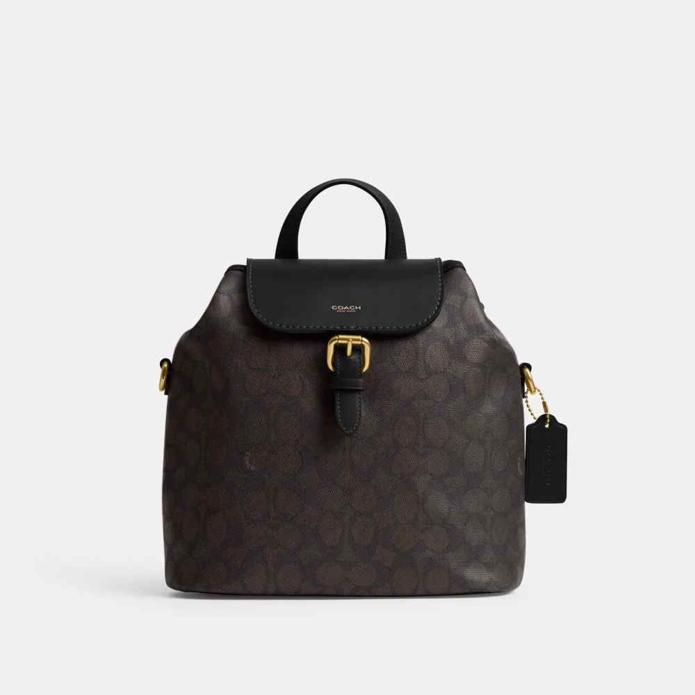 Coach Path Black Backpack in Signature Canvas