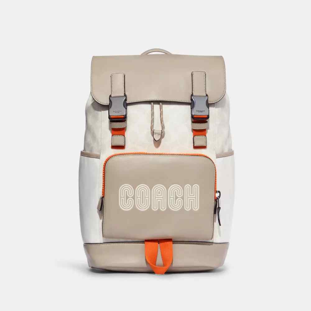 Coach Signature Canvas White Track Backpack
