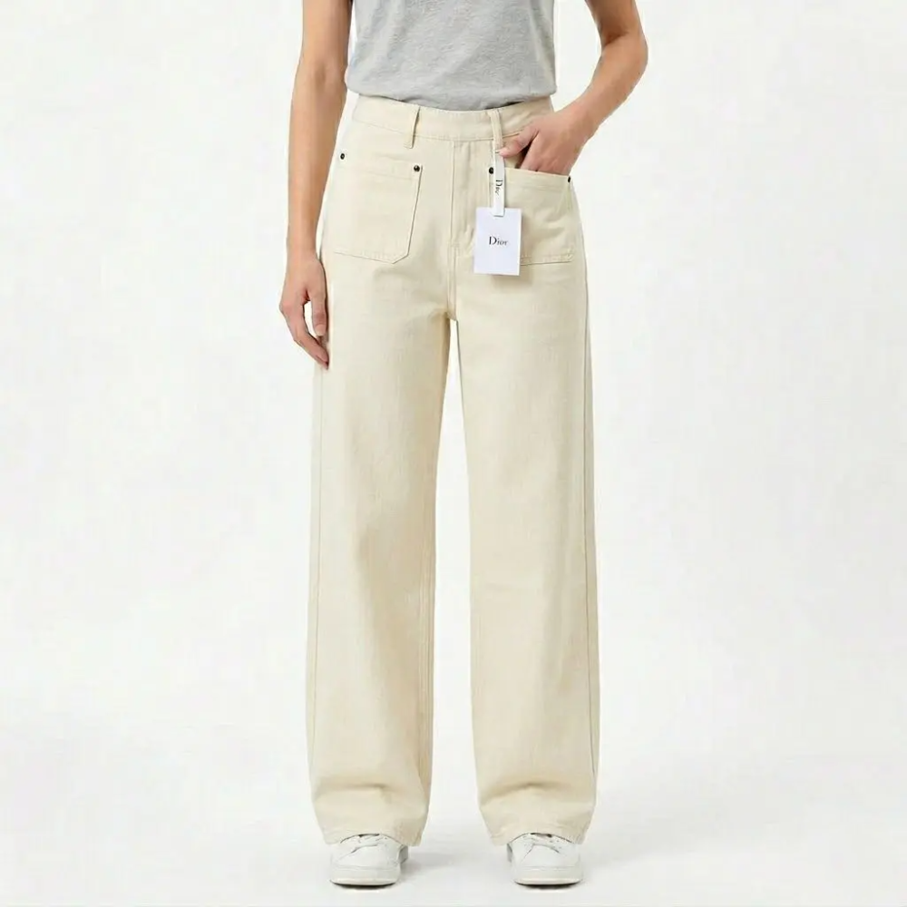 Christian Dior Off-White Relaxed Fit Denim for Women