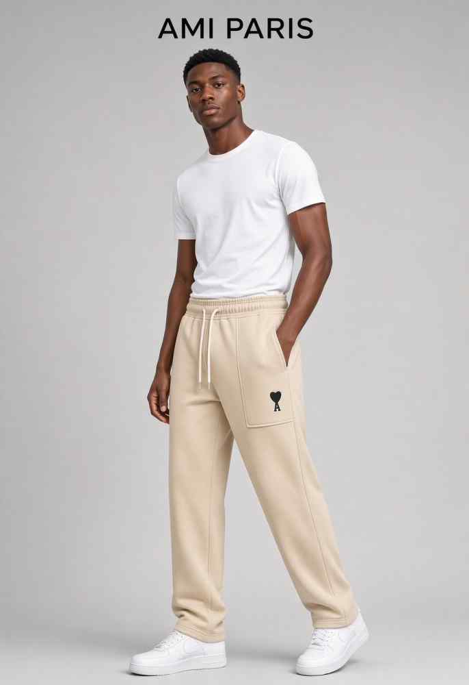 Ami Paris Cream Premium Quality Warm Track Pant