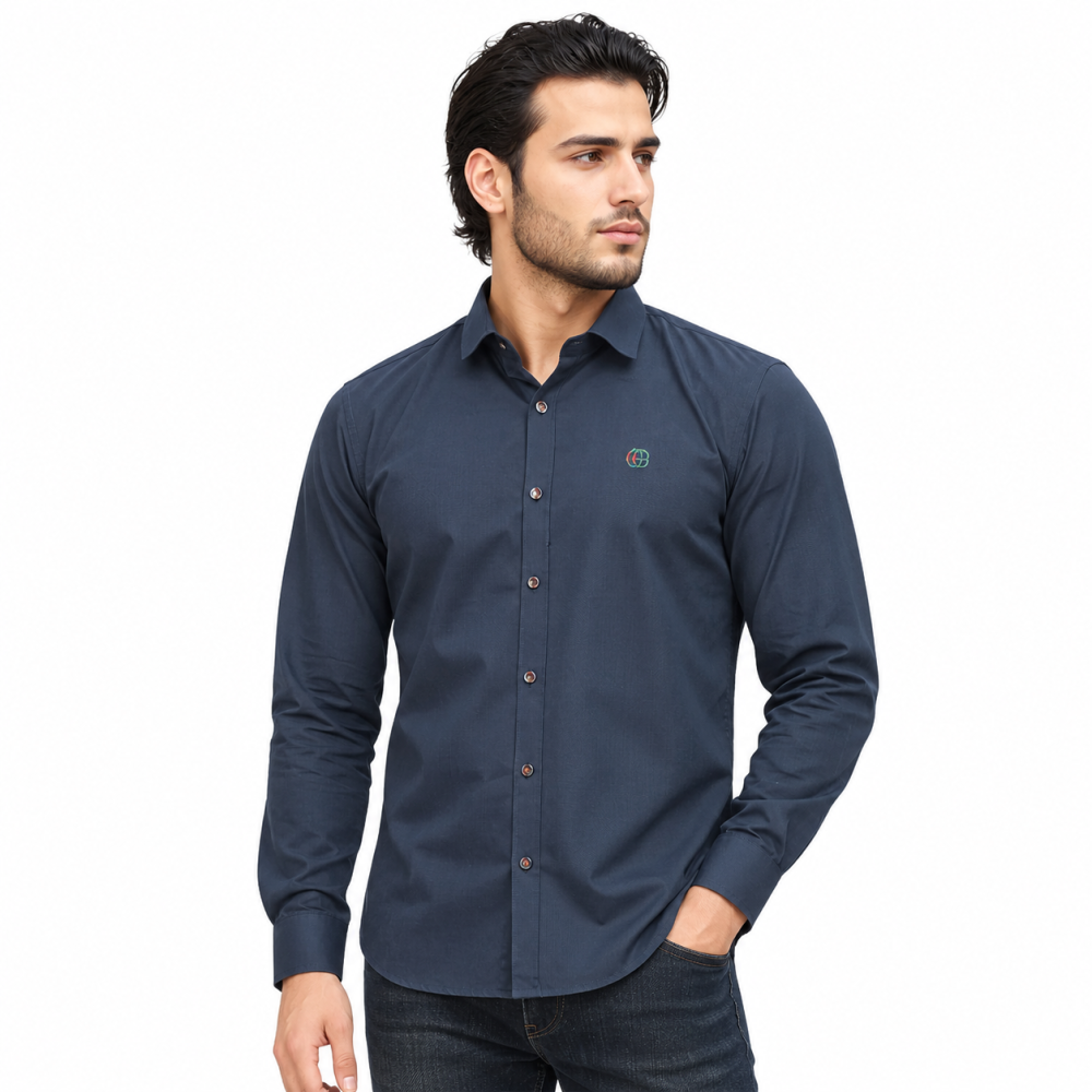 Gucci Embroidered logo Blue Premium Luxury Shirt