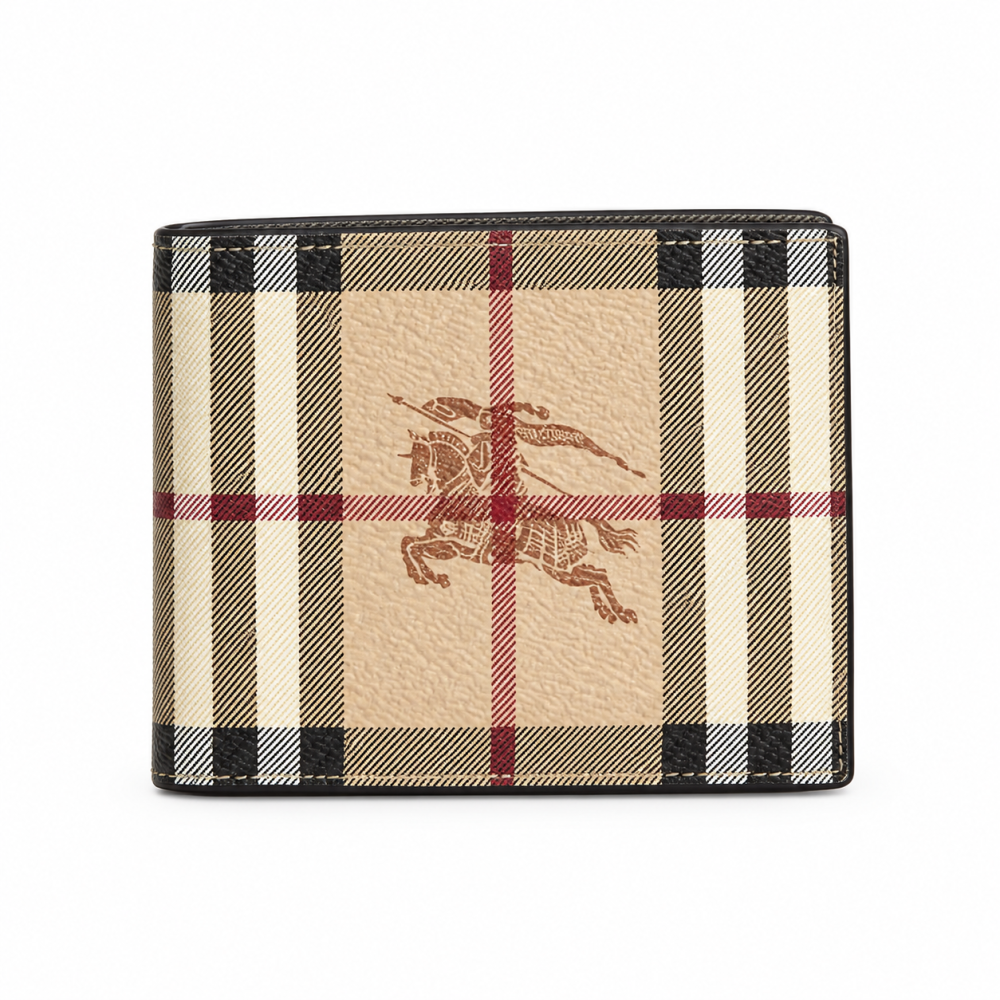 Burberry Print Brown Leather Compact Wallet