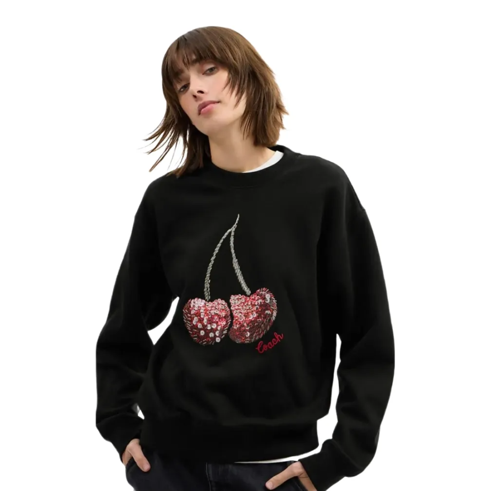Coach Cherry Sequin Crewneck Sweatshirt