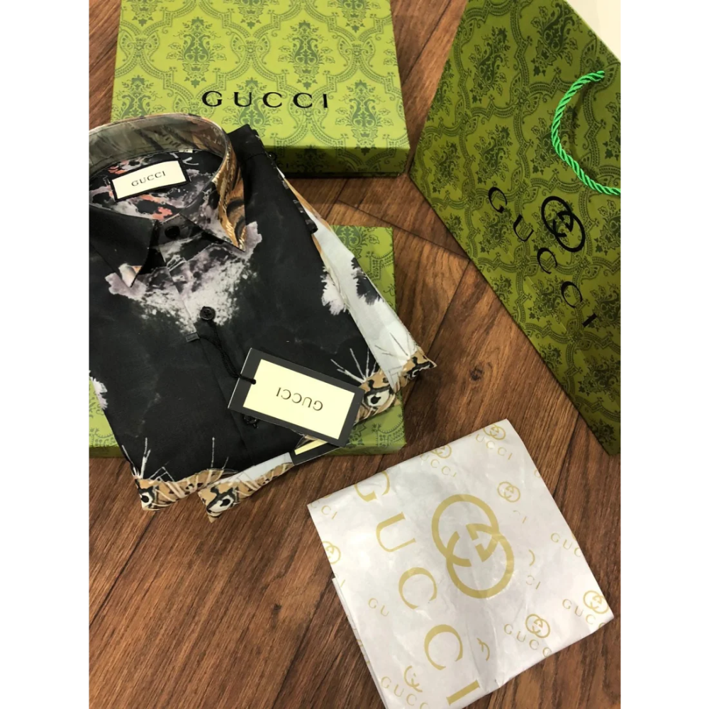 Gucci Tiger Printed White Premium Quality Shirt-thumb-6