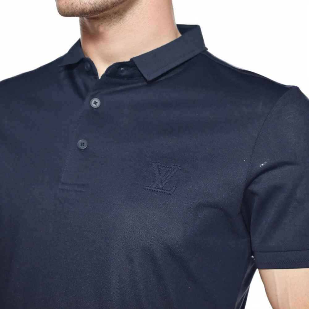 Louis Vuitton Embroidery Logo Navy Blue Premium T-shirt-thumb-2