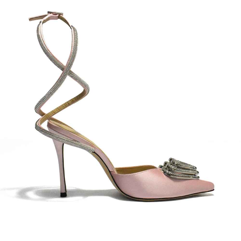 Mach & Mach Pink Heart Printed Premium Quality Pencil Heels Sandals-2