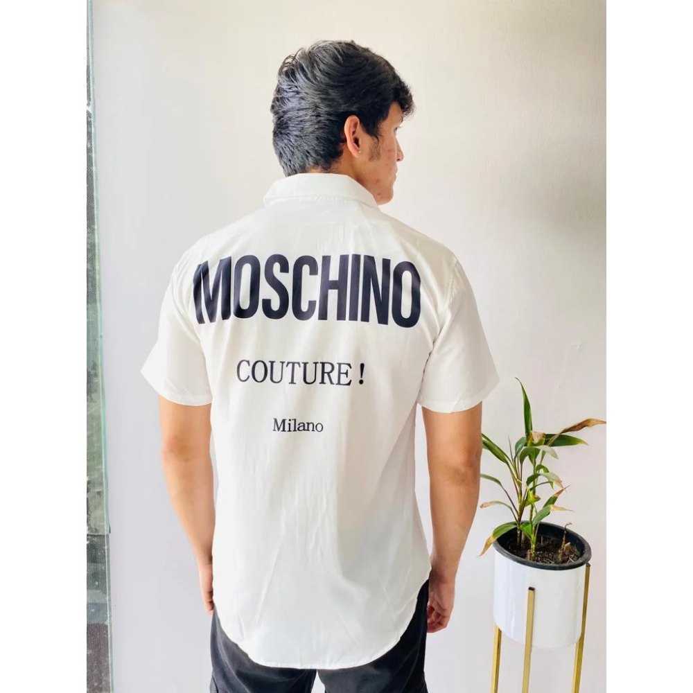 Moschino White Premium Quality Half Sleeve Shirt-thumb-1