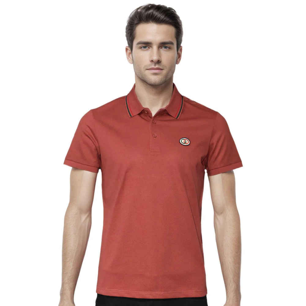 Gucci Red Premium logo Embroidered T-shirt-thumb-0