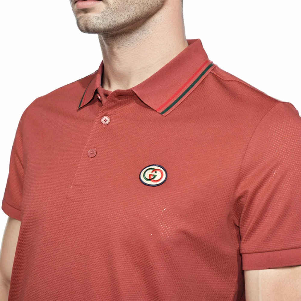 Gucci Red Premium logo Embroidered T-shirt-thumb-2