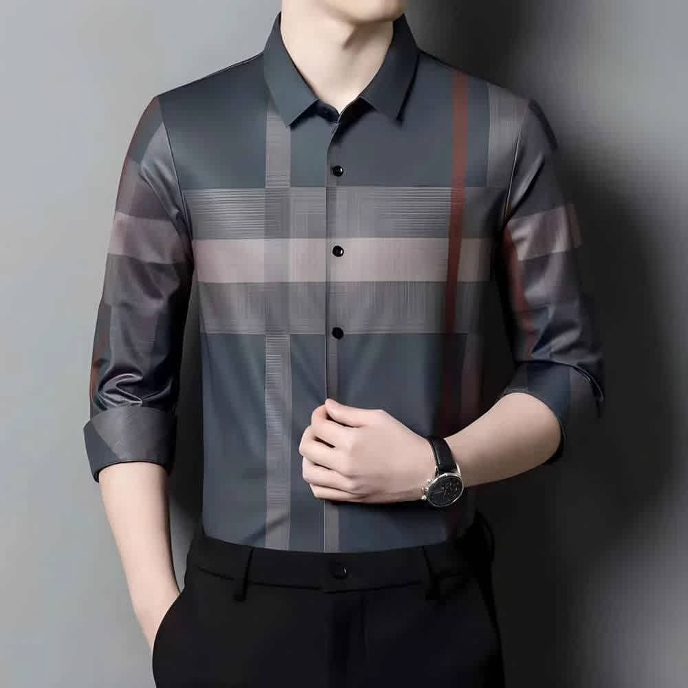 Burberry Checked Blue Premium  Quality Formal Shirt-2
