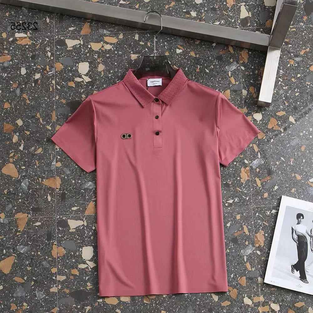 Ferragamo Pink Embossed Logo Premium Polo T-shirt-5