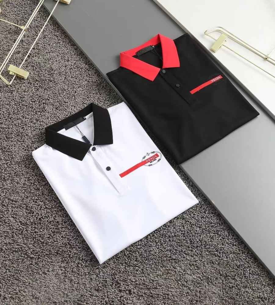 Prada Black Embroidered Logo Premium Quality Polo T-shirt-4