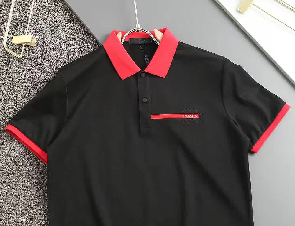 Prada Black Embroidered Logo Premium Quality Polo T-shirt-2