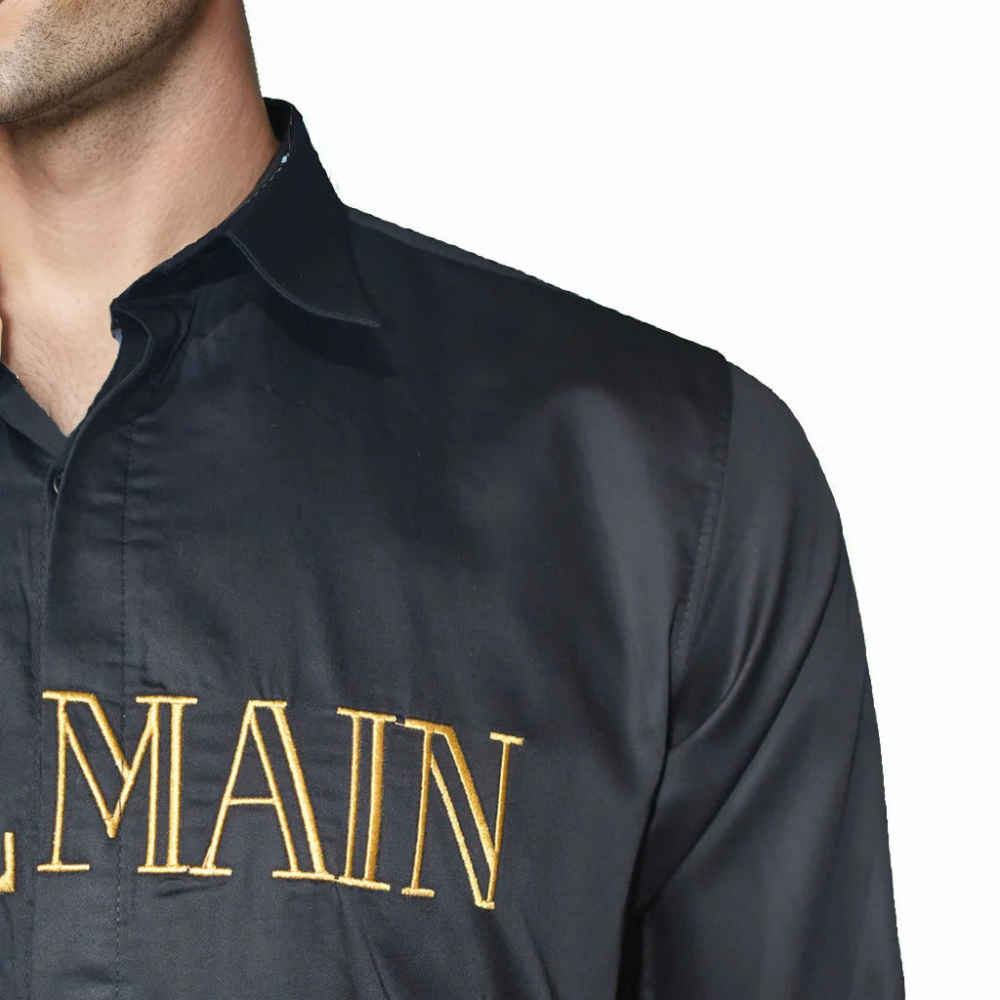 Balmain Black Premium Quality Long Sleeve Shirt-4