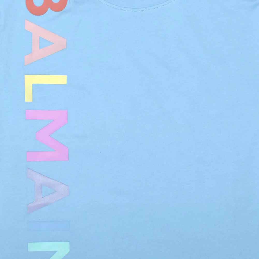 Balmain Sky Blue Premium Quality Women T-shirt-3