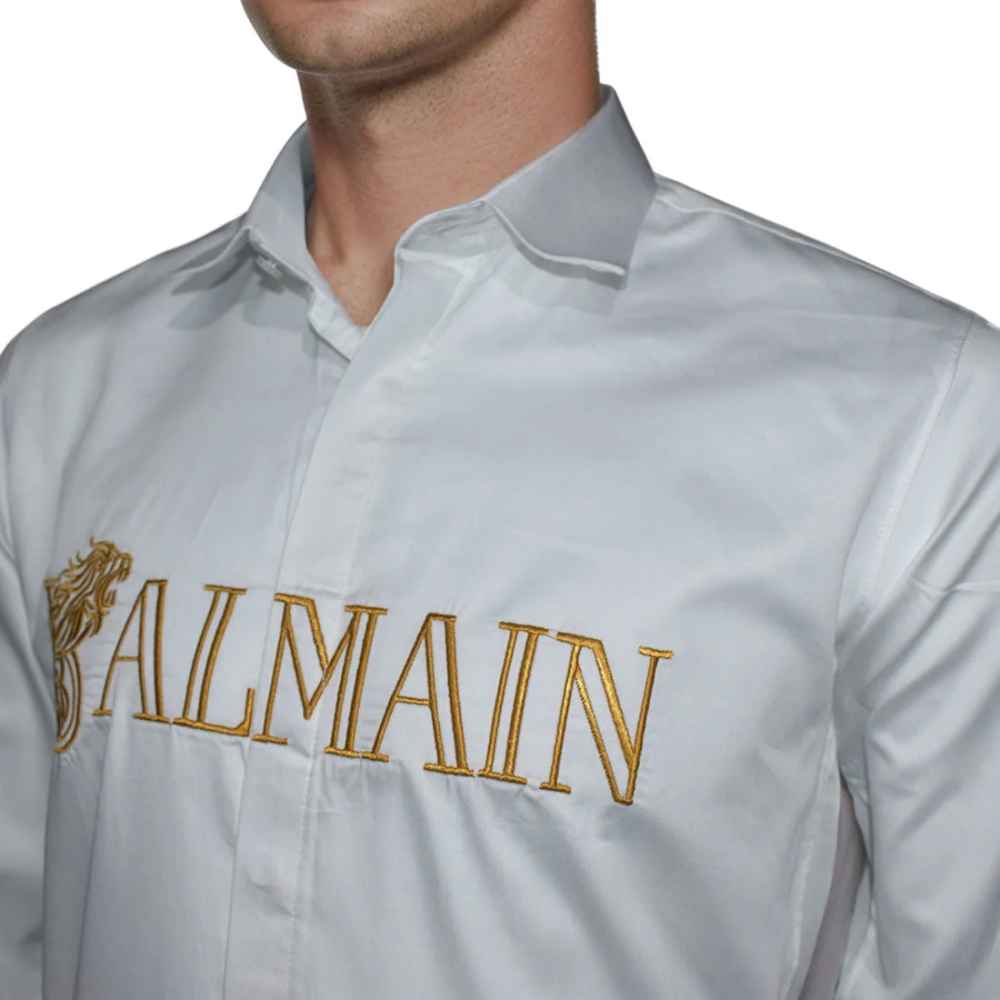 Balmain White Premium Quality Long Sleeve Shirt-2