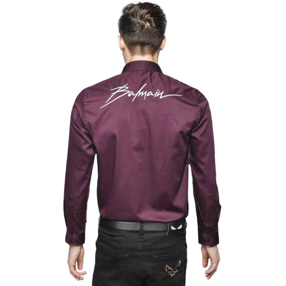 Balmain Wine Premium Quality Slim Fit Formal Men's Shirt-1