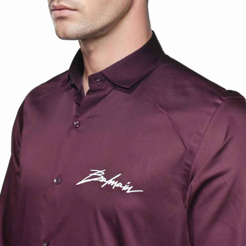 Balmain Wine Premium Quality Slim Fit Formal Men's Shirt-2