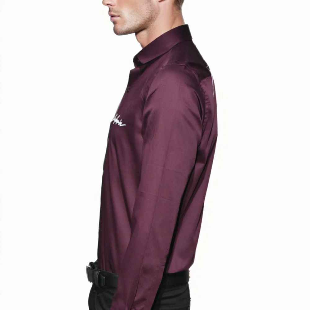 Balmain Wine Premium Quality Slim Fit Formal Men's Shirt-3