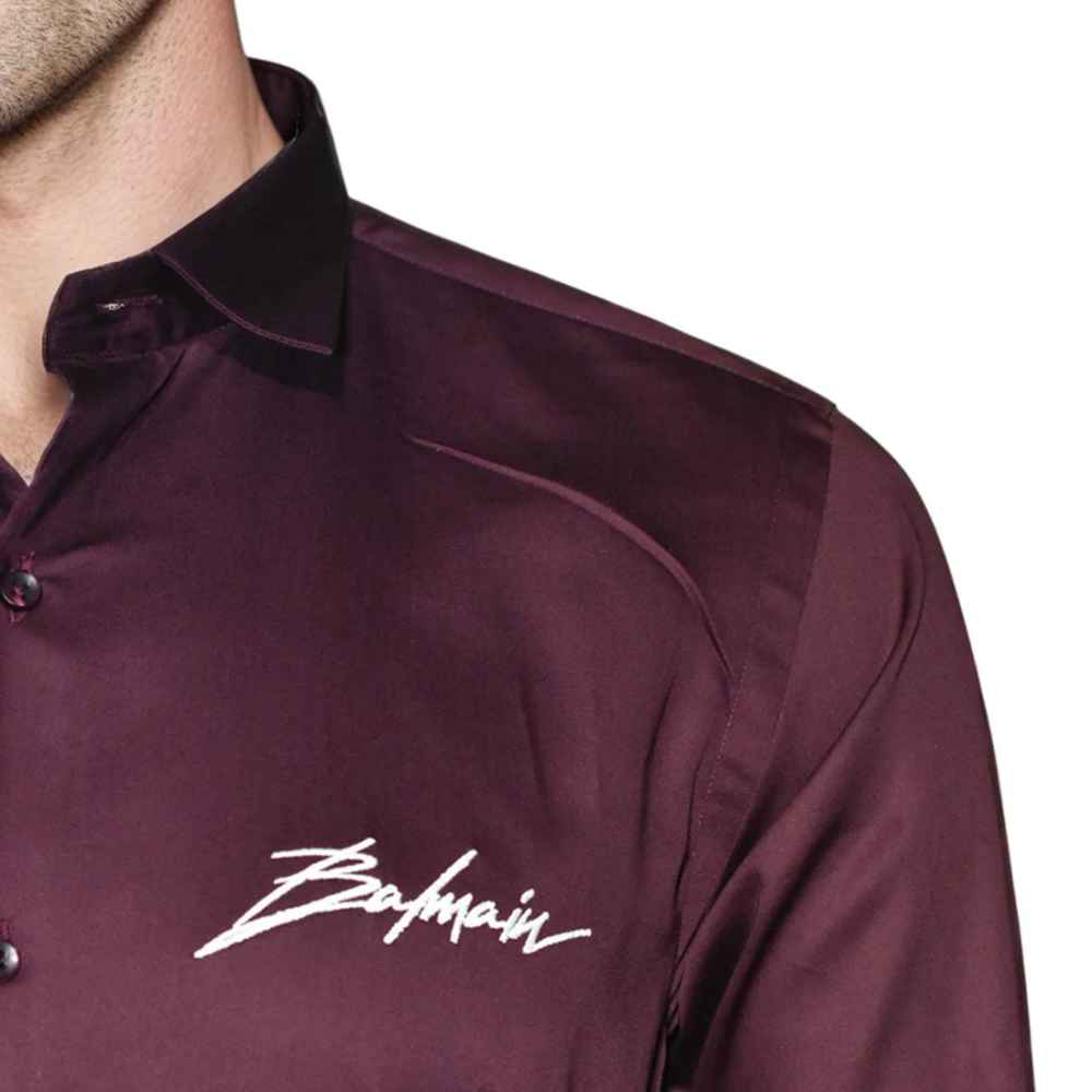 Balmain Wine Premium Quality Slim Fit Formal Men's Shirt-4