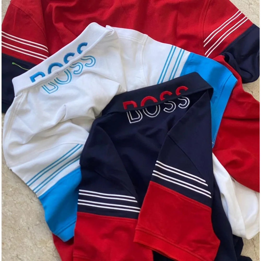 BOSS White Embroidery Logo Premium Luxury Polo T-shirt-thumb-1
