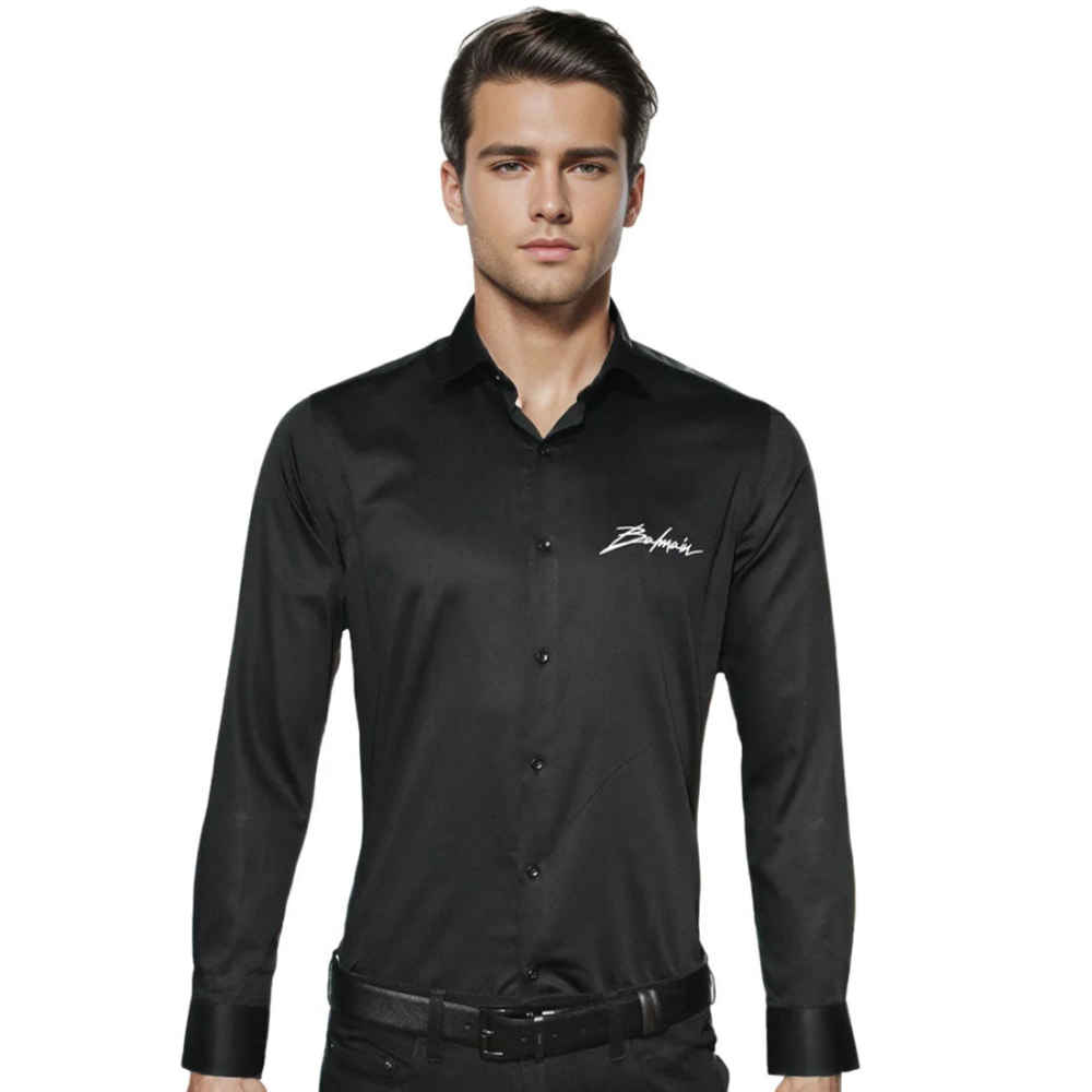 Balmain Black Premium Quality Slim Fit Formal Men's Shirt-thumb-0