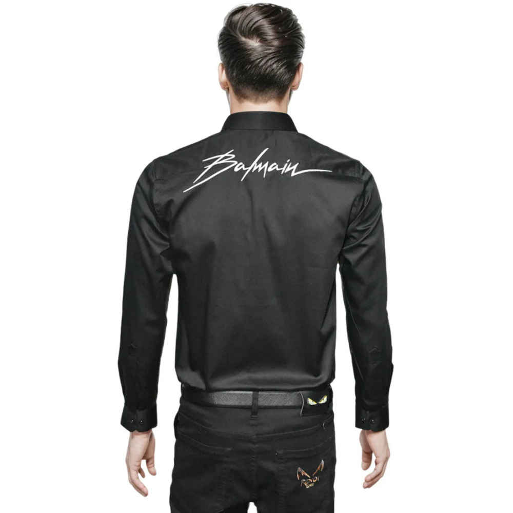 Balmain Black Premium Quality Slim Fit Formal Men's Shirt-thumb-1