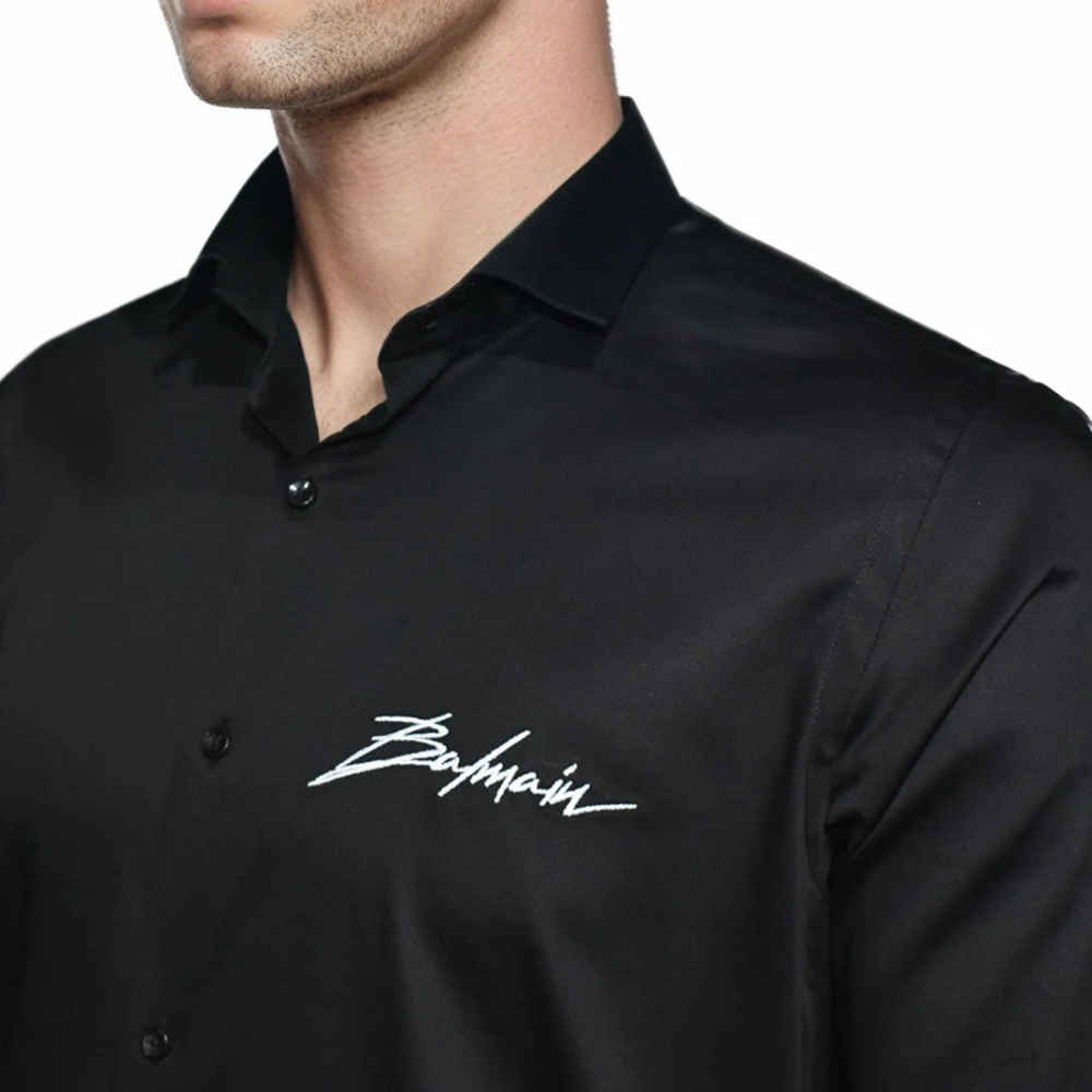 Balmain Black Premium Quality Slim Fit Formal Men's Shirt-thumb-2