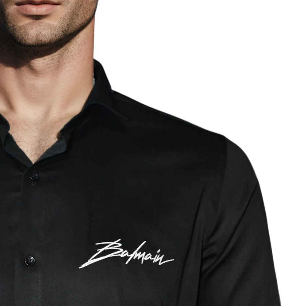 Balmain Black Premium Quality Slim Fit Formal Men's Shirt-thumb-4