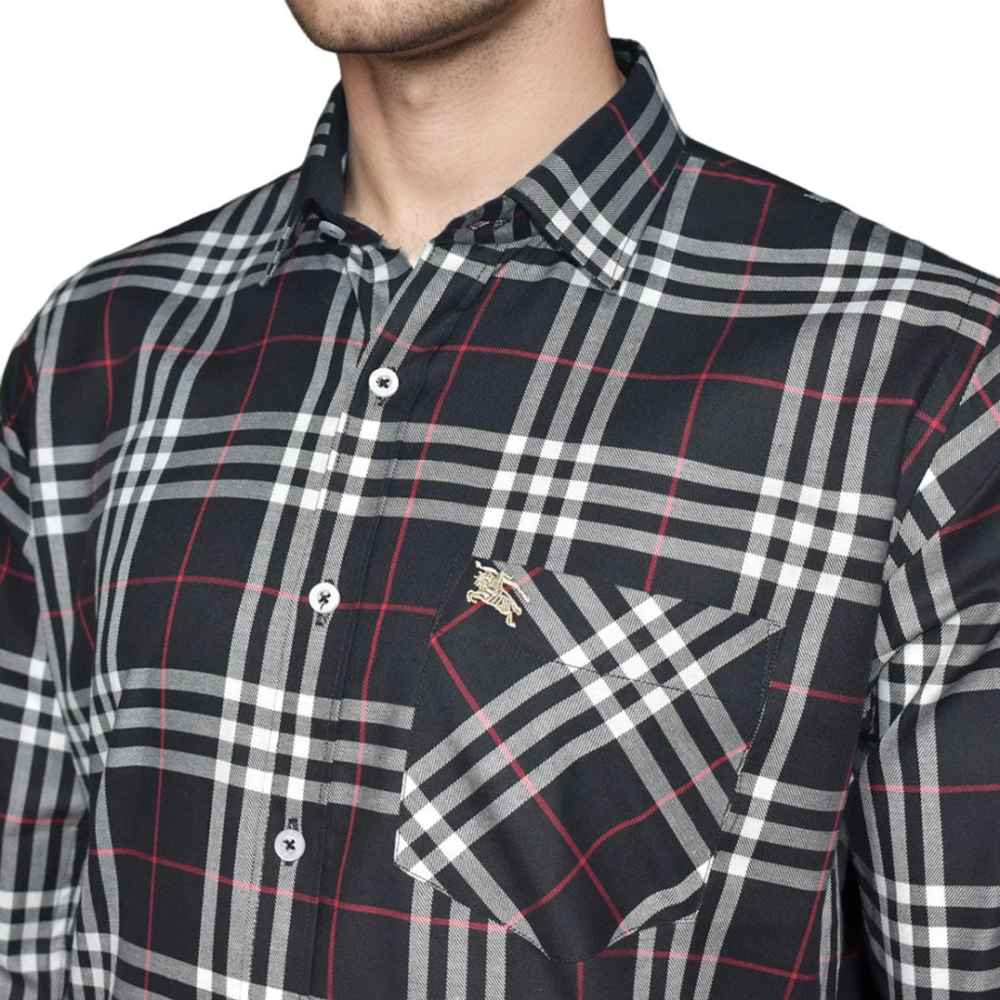 Burberry Black Premium Quality Men's Check Shirt-thumb-2